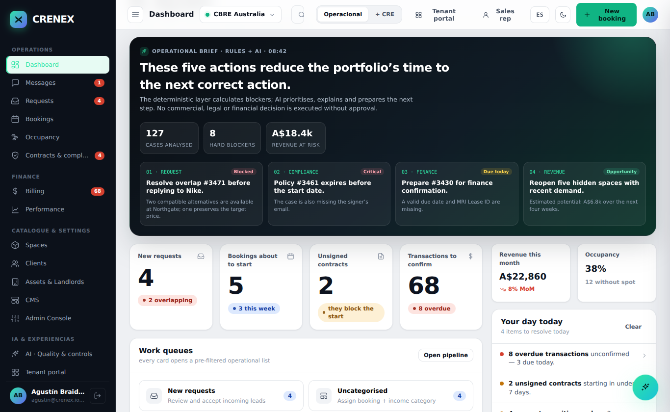Crenex OS dashboard preview